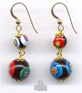Millefiori_Two Round Beads_8mm and 12mm Earrings